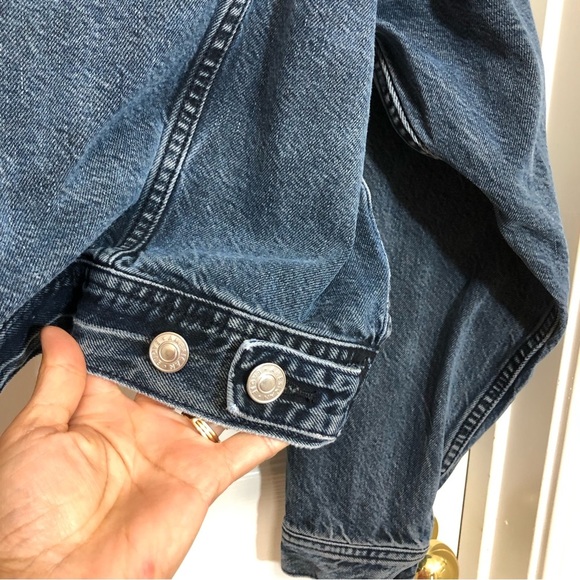 American Eagle Outfitters Cotton Dark Wash Distressed Details Jean Jacket XL - Picture 10 of 12